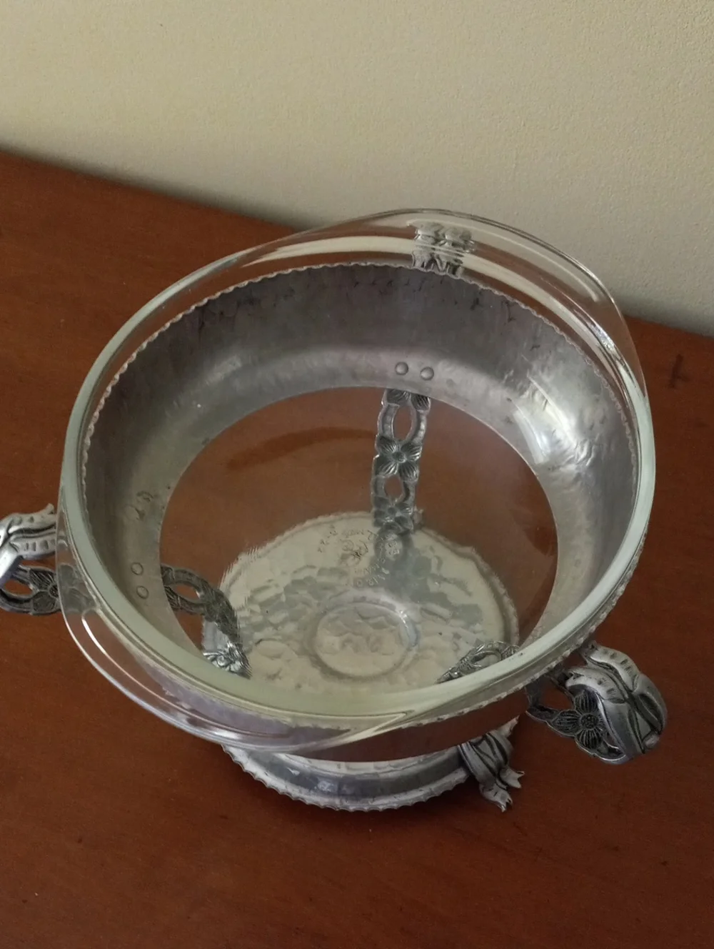 Vintage Rodney Kent Floral Hammered Aluminum Serving Chaffing Dish with Lid